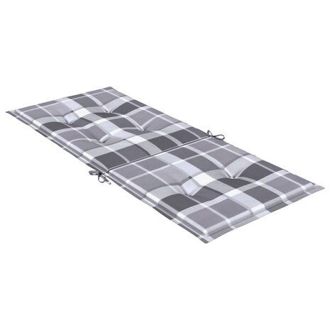 Tuinstoelkussens 2 st hoge rug ruitpatroon 120x50x3 cm grijs 6