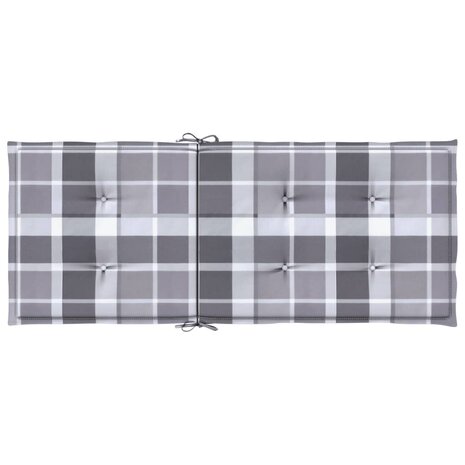 Tuinstoelkussens 2 st hoge rug ruitpatroon 120x50x3 cm grijs 7
