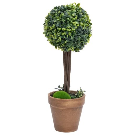 Kunstplanten met pot 2 st buxus bolvorming 33 cm groen 2