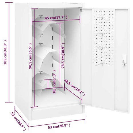 Zadelkast 53x53x105 cm staal wit    9