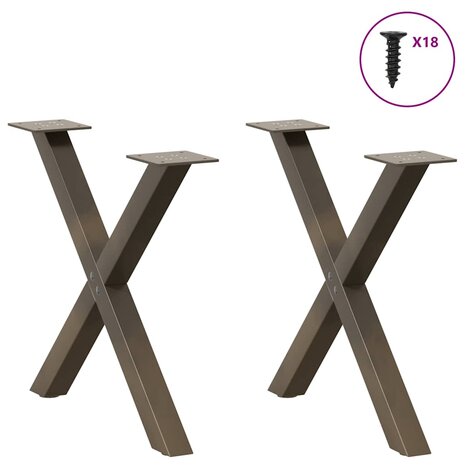 Salontafelpoten 2 st X-vormig 50x(42-43) cm staal naturel 3