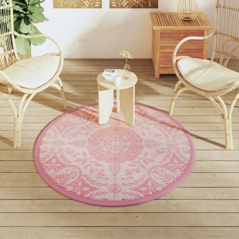 Buitenkleed ARAKIL Ø120 cm polypropeen roze 3