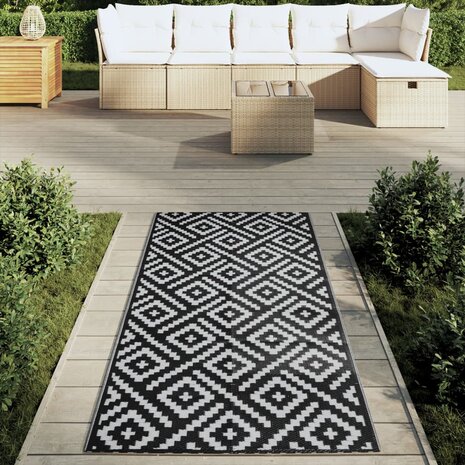 Buitenkleed ARAKIL 80x150 cm PP wit en zwart 3