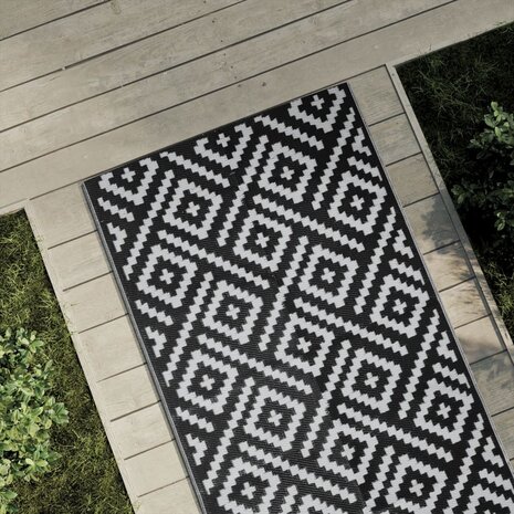 Buitenkleed ARAKIL 80x250 cm polypropeen wit en zwart 1