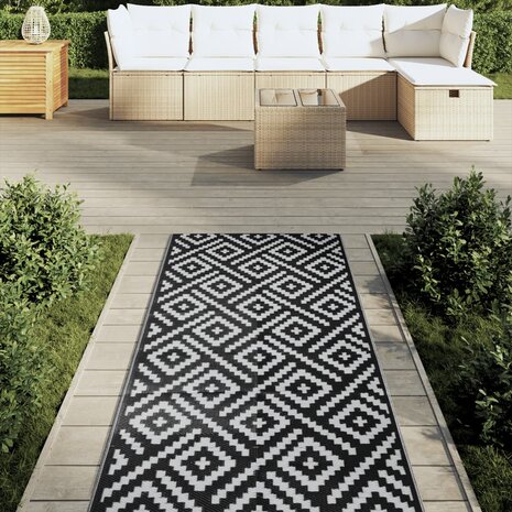 Buitenkleed ARAKIL 80x250 cm polypropeen wit en zwart 3