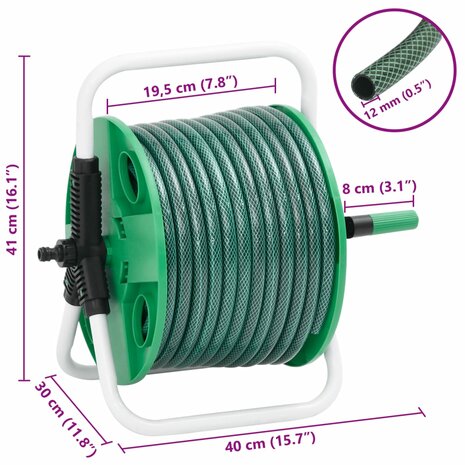 Slanghaspel met 30 m slang vrijstaand PVC groen 7