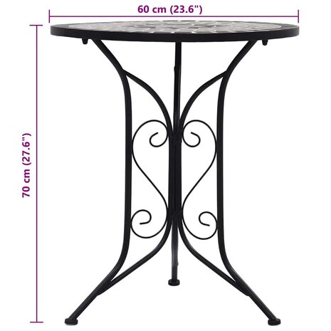 Bistrotafel mozaïek 60 cm keramiek grijs 7