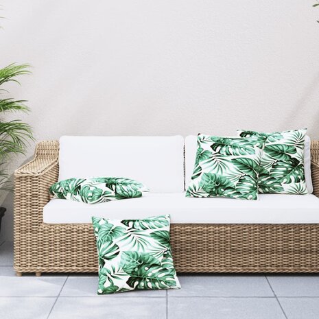 Bankkussens 4 st bladpatroon 60x60 cm stof 1