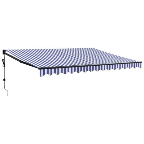 Luifel automatisch uitschuifbaar 4x3 m blauw en wit 2