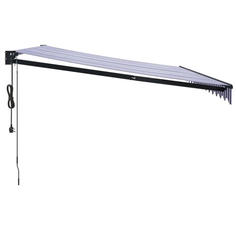 Luifel automatisch uitschuifbaar 4x3 m blauw en wit 4
