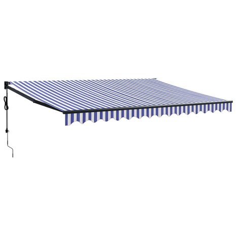 Luifel automatisch uitschuifbaar 4,5x3 m blauw en wit 2