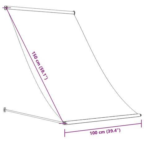 Luifel uittrekbaar 100x150 cm stof en staal crèmekleurig 9
