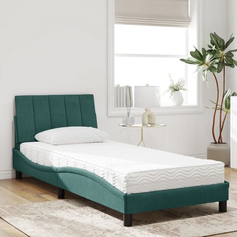 Bed met matras fluweel donkergroen 80x200 cm 3
