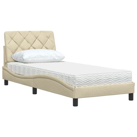 Bed met matras stof crèmekleurig 90x190 cm 4