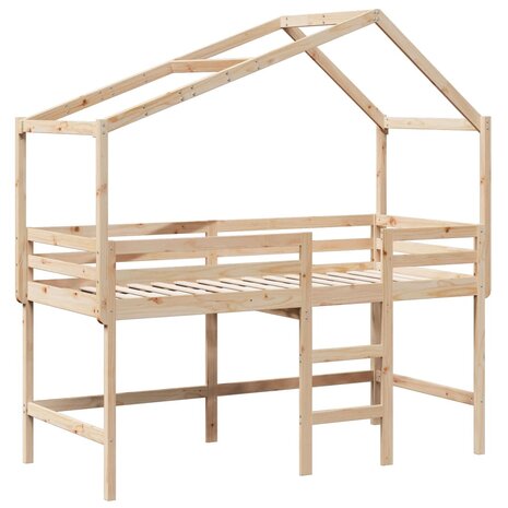 Halfhoogslaper met ladder en bedhuis grenenhout 80x200 cm 3