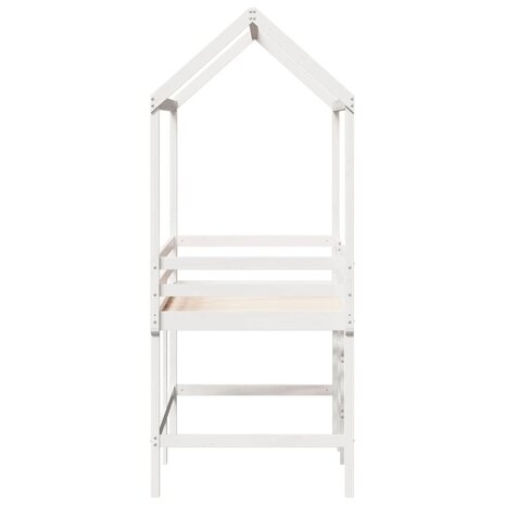 Halfhoogslaper met ladder en bedhuis grenenhout wit 90x200 cm 7