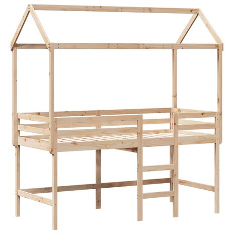 Halfhoogslaper met ladder en bedhuis grenenhout 80x200 cm 3