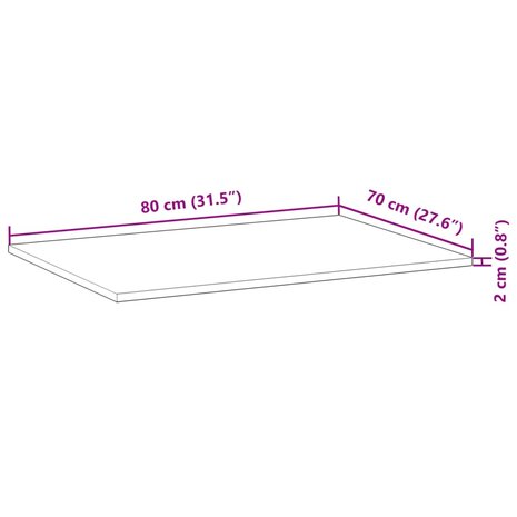 Bureaublad 80x70x2 cm onbehandeld massief acaciahout 8
