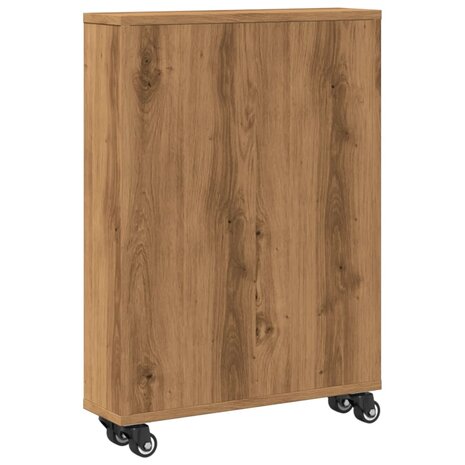 Opbergtrolley smal 48x13x68 cm bewerkt hout artisanaal eiken 6