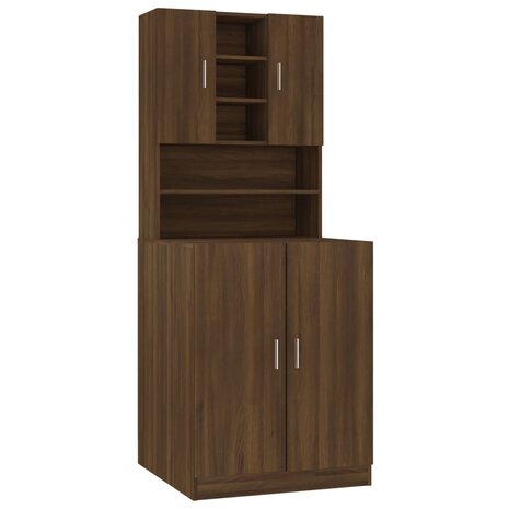 Wasmachinekast bewerkt hout bruin eikenkleur 2