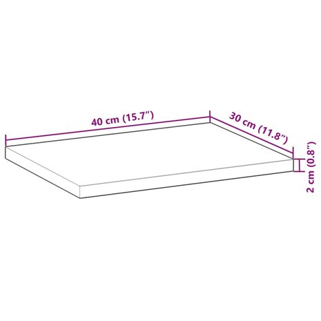 Wandschap zwevend 40x30x2 cm onbehandeld massief acaciahout 8
