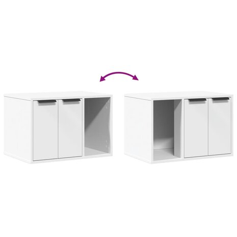 Kattenbakkast 60x40x40 cm bewerkt hout wit 8