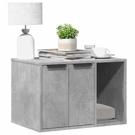 Kattenbakkast 60x40x40 cm bewerkt hout betongrijs 1