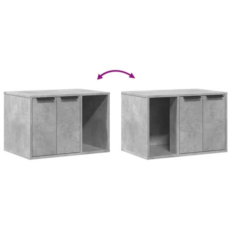 Kattenbakkast 60x40x40 cm bewerkt hout betongrijs 8