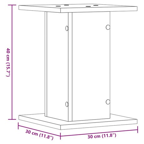 Speakerstandaards 2 st 30x30x40 cm bewerkt hout bruin eiken 9