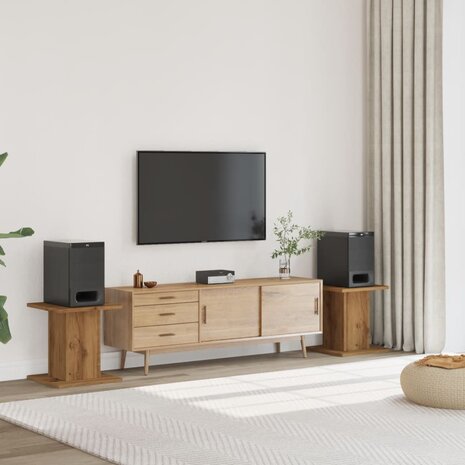 Speakerstandaards 2 st 30x30x40 cm hout artisanaal eikenkleurig 1