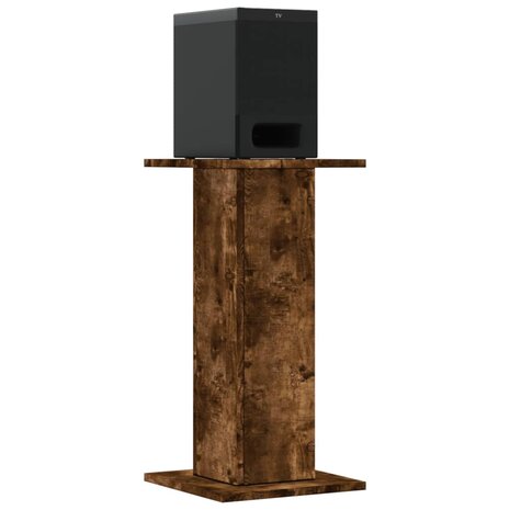Speakerstandaards 2 st 30x30x60 cm bewerkt hout gerookt eiken 3
