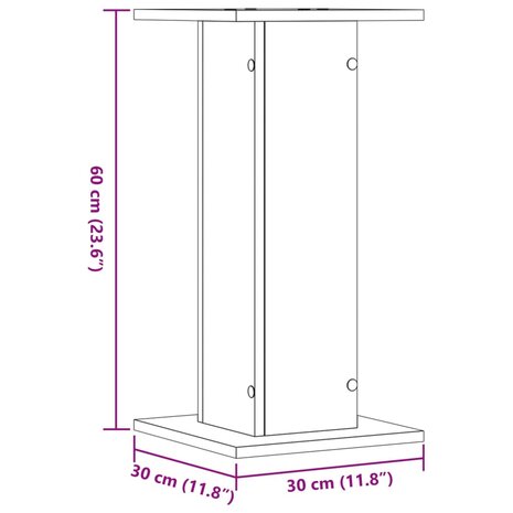 Speakerstandaards 2 st 30x30x60 cm bewerkt hout gerookt eiken 9