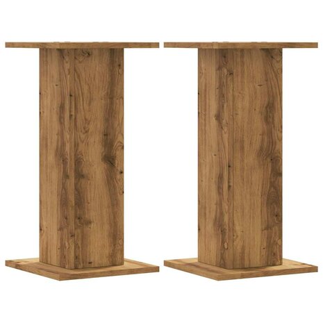 Speakerstandaards 2 st 30x30x60 cm hout artisanaal eikenkleurig 2