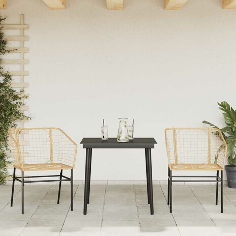 3-delige Tuinset poly rattan glas bruin 3