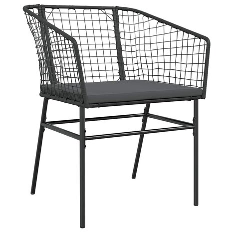 3-delige Tuinset met kussens poly rattan glas zwart 4