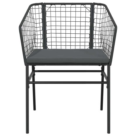 3-delige Tuinset met kussens poly rattan glas zwart 5