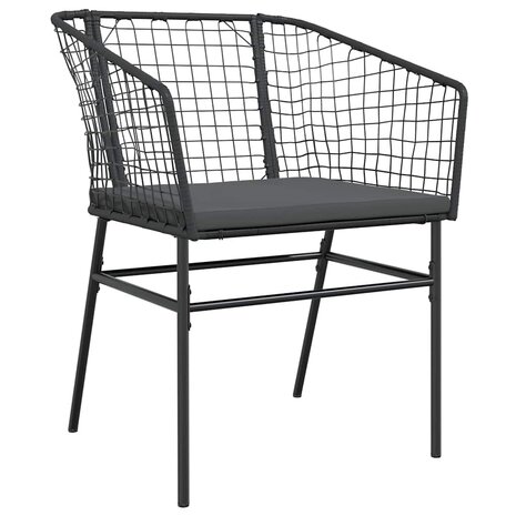 3-delige Tuinset met kussens poly rattan glas zwart 4