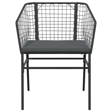 3-delige Tuinset met kussens poly rattan glas zwart 6