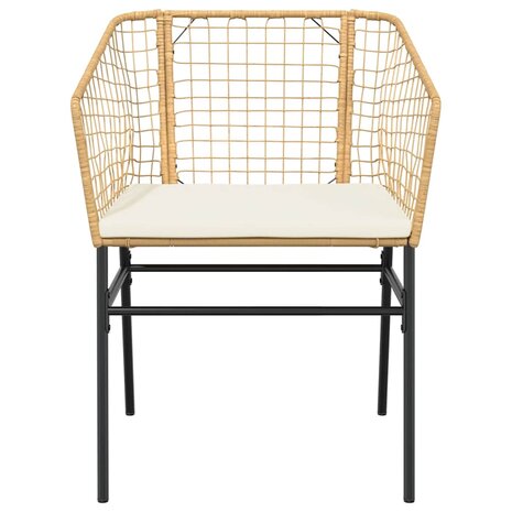 3-delige Tuinset met kussens poly rattan glas bruin 6