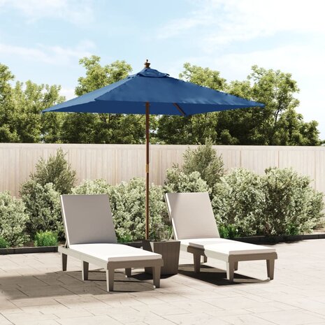 Parasol met houten paal 198x198x231 cm azuurblauw 1