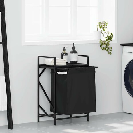 Wasmand 1 vak met plank zwart eikenkleurig 1