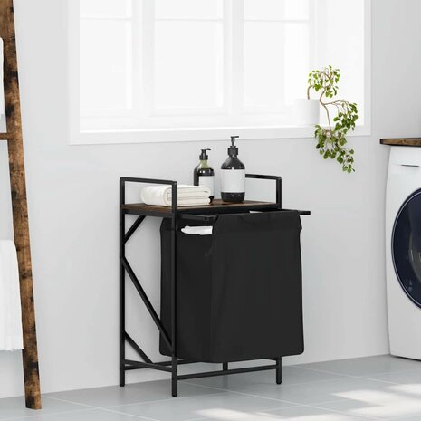 Wasmand 1 vak met plank gerookt eikenkleurig 1