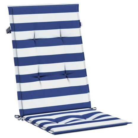 Stoelkussens 2 st hoge rug gestreepte stof wit en blauw 5