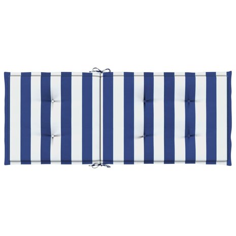 Stoelkussens 2 st hoge rug gestreepte stof wit en blauw 7