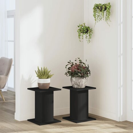Plantenstandaards 2 st 30x30x40 cm bewerkt hout zwart 3