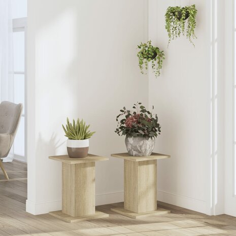 Plantenstandaards 2 st 30x30x40 cm bewerkt hout sonoma eiken 3