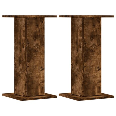 Plantenstandaards 2 st 30x30x60 cm bewerkt hout gerookt eiken 2