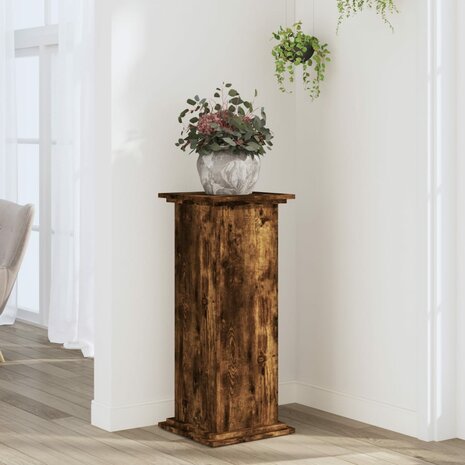Plantenstandaard 33x33x80 cm bewerkt hout gerookt eikenkleurig 1