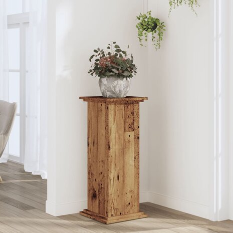 Plantenstandaard 33x33x80 cm bewerkt hout oud houtkleurig 1