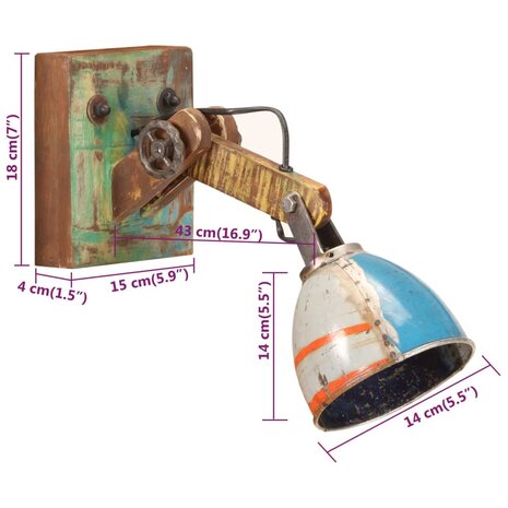 Wandlamp industriële stijl rond E27 meerkleurig 8